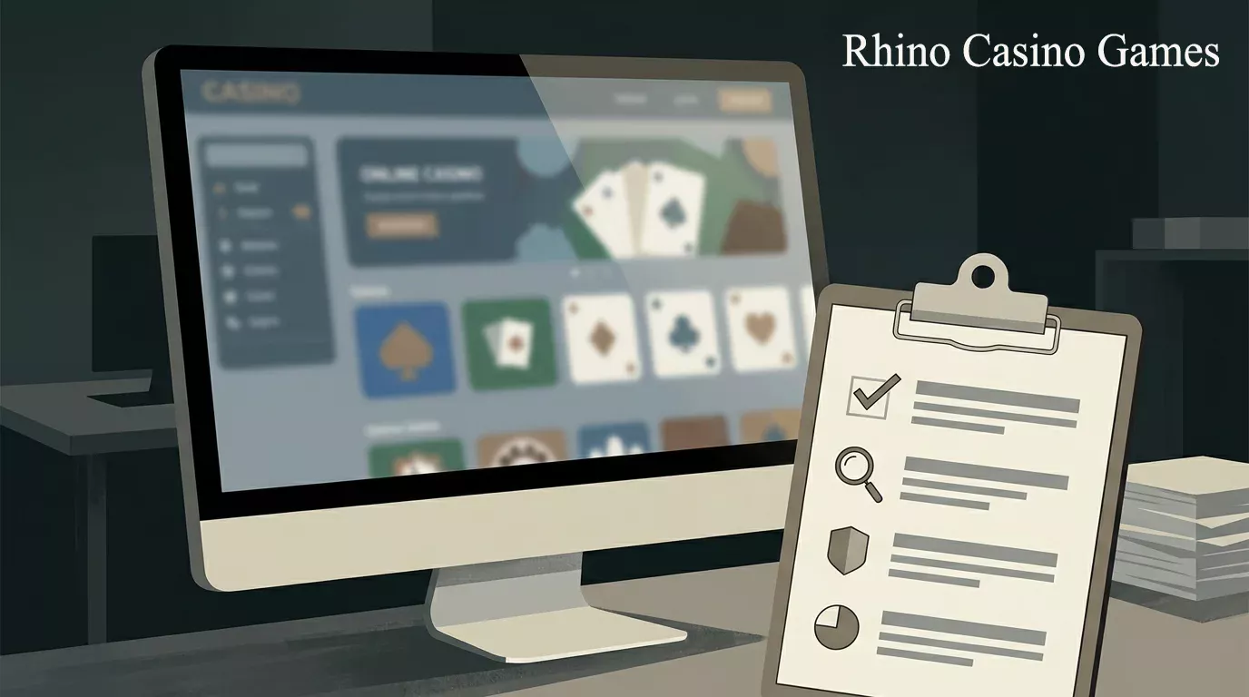 Generic casino lobby illustration for the Rhino Casino games UK status review