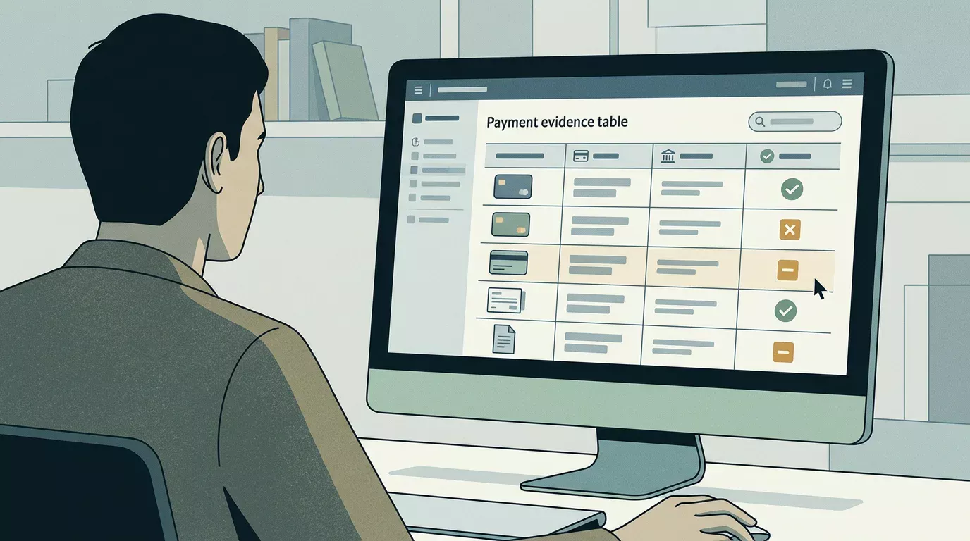Illustration of a payment verification table for Rhino Casino UK